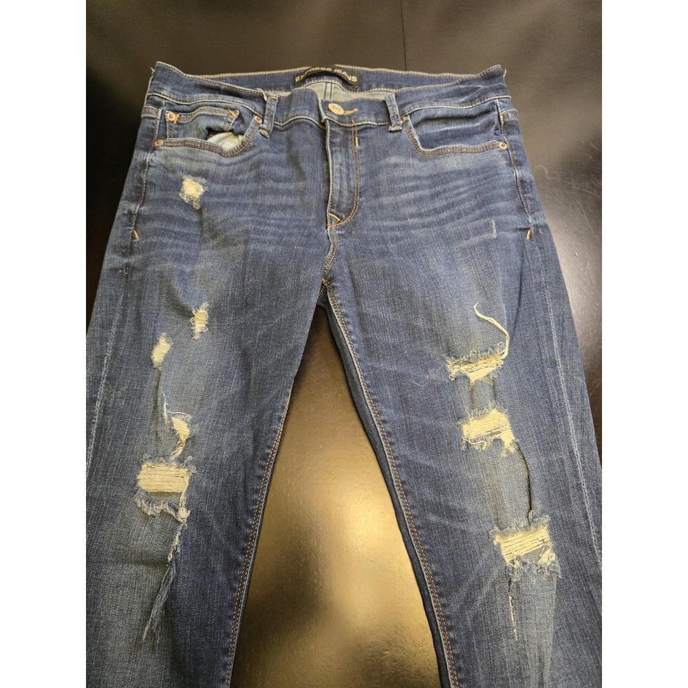 Express Jeans Women's 10R Legging Mid Rise Blue Distressed Denim ID 90271